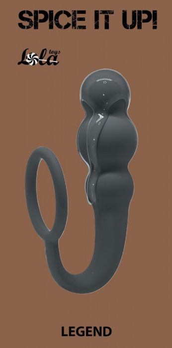 Серое эрекционное кольцо Legend с анальным стимулятором - Lola Games - в Воронеже купить с доставкой