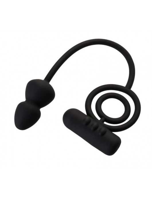 Чёрное эрекционное кольцо с вибропулькой и анальным хвостом - Erotist Adult Toys - в Воронеже купить с доставкой