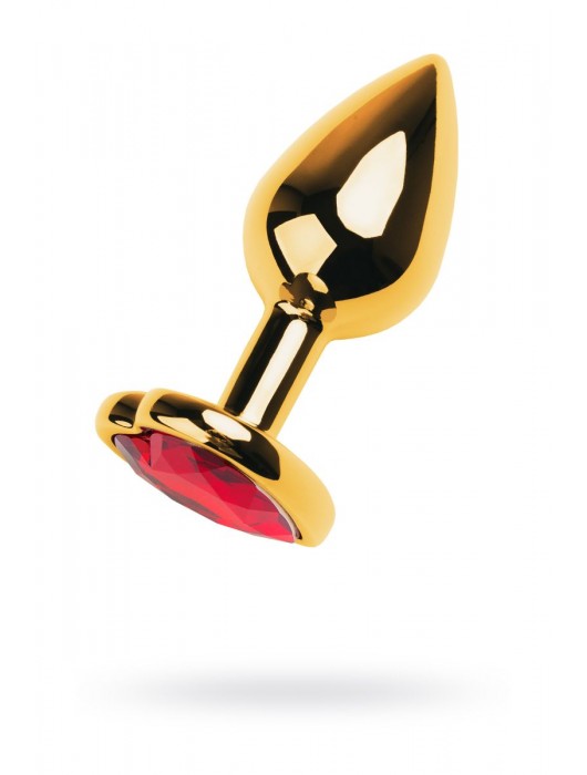 Золотистая анальная пробка с кристаллом-сердцем - 7,5 см. - ToyFa - купить с доставкой в Воронеже