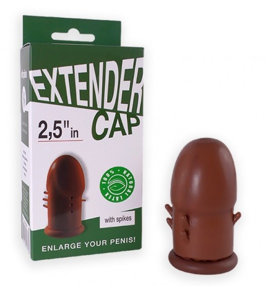 Коричневый латексный удлинитель пениса 2.5 in с шипиками - Sitabella - в Воронеже купить с доставкой