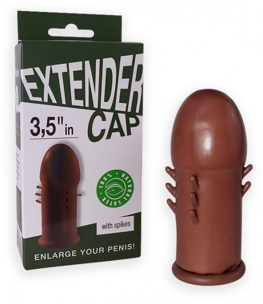 Коричневый латексный удлинитель пениса 3.5 in с шипиками - Sitabella - в Воронеже купить с доставкой