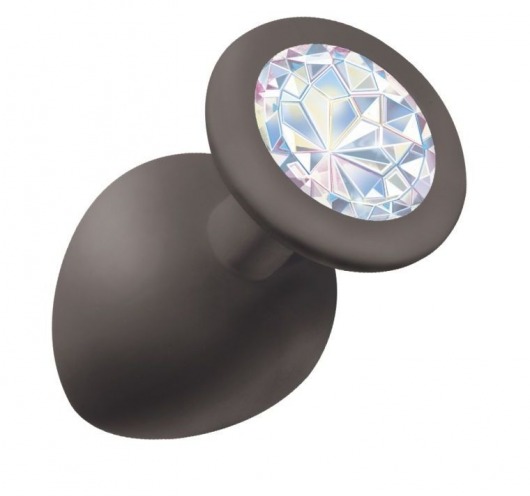 Чёрная анальная пробка Emotions Cutie Large с прозрачным кристаллом - 10 см. - Lola Games - купить с доставкой в Воронеже