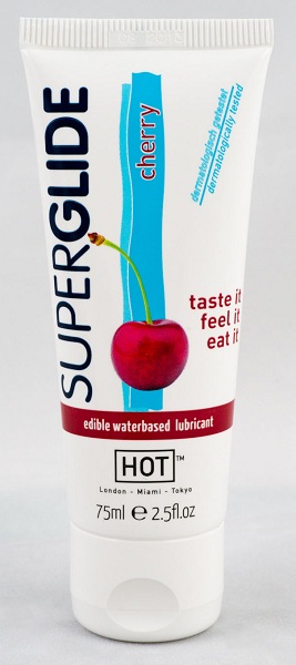 Съедобный лубрикант на водной основе Superglide с ароматом вишни - 75 мл. - HOT - купить с доставкой в Воронеже