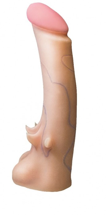 Телесная насадка REAL Standard с усиками на основании - 19 см. - LOVETOY (А-Полимер) - купить с доставкой в Воронеже