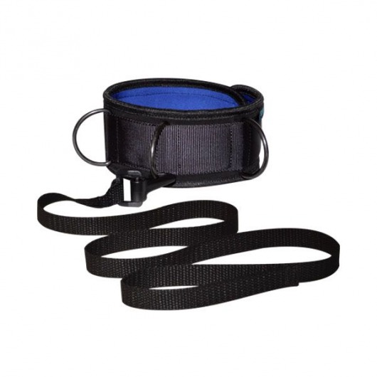 Чёрно-синий неопреновый ошейник с поводком - Sitabella - купить с доставкой в Воронеже