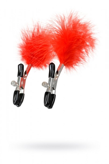 Зажимы для сосков с красным пухом Theatre - ToyFa - купить с доставкой в Воронеже