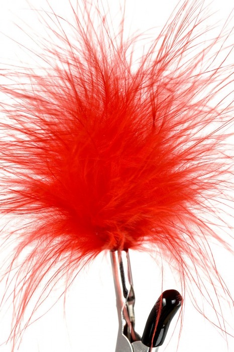 Зажимы для сосков с красным пухом Theatre - ToyFa - купить с доставкой в Воронеже